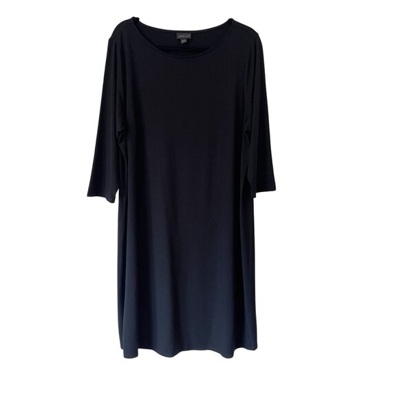 J. Jill Wearever Black 3/4 Sleeve A-Line Shift Dress Size 1X Stretch LBD - Picture 6 of 9